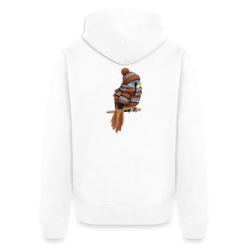 Bartmeise im Strickpullover Winter Weihnachten - Unisex Premium Bio Zip Hoodie - Weiß - Hinten - Thijin (182cm)