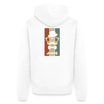 Geschenk für Janos - Unisex Premium Bio Zip Hoodie - Weiß - Hinten - Thijin (182cm)