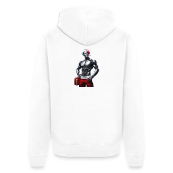 Cyber robot with Santa hat and gift - Unisex Premium Organic Zip Hoodie - white - Back - Thijin (182cm)