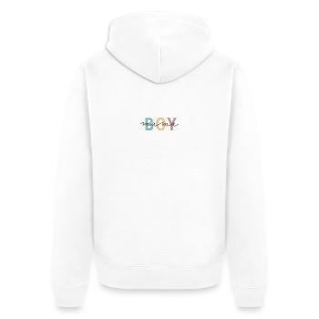 Boy Mom Minimalist Mom Shirt - Unisex Premium Organic Zip Hoodie - white - Back - Thijin (182cm)