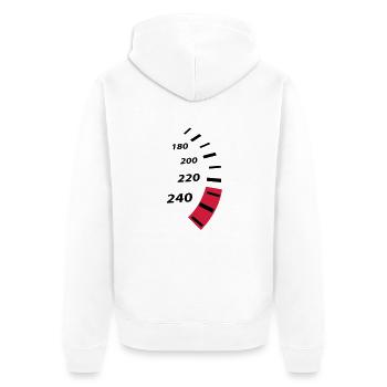 tacho, ps, motorsport - Unisex Premium Bio Zip Hoodie - Weiß - Hinten - Thijin (182cm)