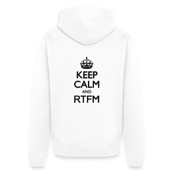 Keep calm and RTFM - Unisex Premium Organic Zip Hoodie - white - Back - Thijin (182cm)