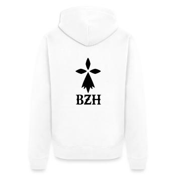 Hermine breton Bretagne BZH - Unisex Premium Bio Zip Hoodie - Weiß - Hinten - Thijin (182cm)