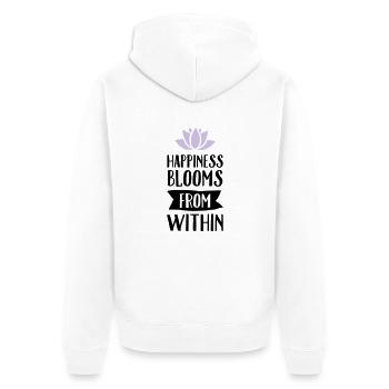 Happiness Blooms From Within - Unisex Premium Bio Zip Hoodie - Weiß - Hinten - Thijin (182cm)