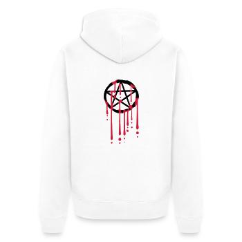 Gouttes de sang pentagramme - Veste à capuche bio Premium Unisexe - blanc - Dos - Thijin (182cm)