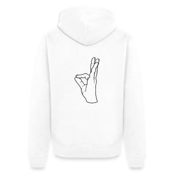 Handgeste perfekt sehr lecker - Unisex Premium Bio Zip Hoodie - Weiß - Hinten - Thijin (182cm)