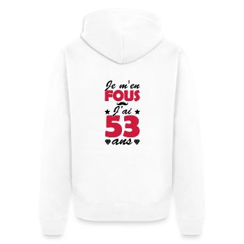 j'ai 53 ans / cadeau anniversaire 53 ans - Veste à capuche bio Premium Unisexe - blanc - Dos - Thijin (182cm)