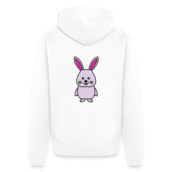 hase comic - Unisex Premium Bio Zip Hoodie - Weiß - Hinten - Thijin (182cm)