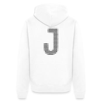 J letter dots grid - Unisex Premium Organic Zip Hoodie - white - Back - Thijin (182cm)