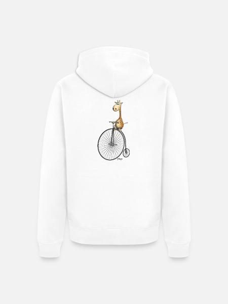 funny high wheel with giraffe - Unisex Premium Organic Zip Hoodie - white