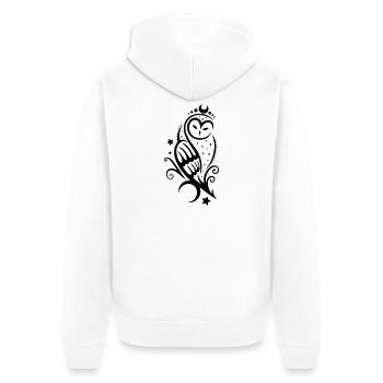 Eule Schneeeule Tattoo - Unisex Premium Bio Zip Hoodie - Weiß - Hinten - Thijin (182cm)
