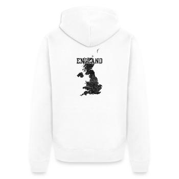 England Ziegelkartentextur - Unisex Premium Bio Zip Hoodie - Weiß - Hinten - Thijin (182cm)