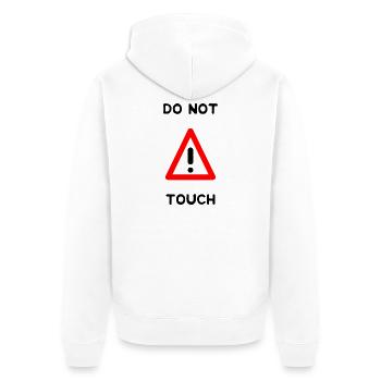 DO NOT TOUCH. PANEL. DANGER. HUMOR. FUNNY - Unisex Premium Organic Zip Hoodie - white - Back - Thijin (182cm)