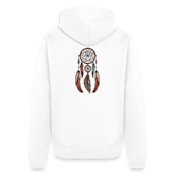Traumfänger - Unisex Premium Bio Zip Hoodie - Weiß - Hinten - Thijin (182cm)