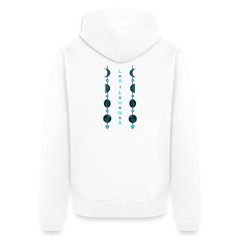 Mondphasen - Unisex Premium Bio Zip Hoodie - Weiß - Hinten - Thijin (182cm)