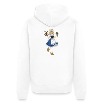 Holland Girl Tulipes et moulin à vent - Veste à capuche bio Premium Unisexe - blanc - Dos - Thijin (182cm)