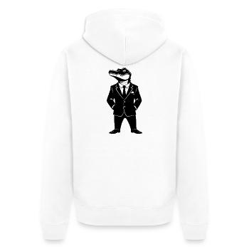 Krokodil im Anzug – Tier Design - Unisex Premium Bio Zip Hoodie - Weiß - Hinten - Thijin (182cm)