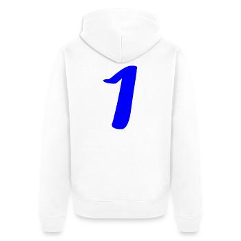 1. 1 AN. 1er ANNIVERSAIRE. ANNIVERSAIRE 1 AN - Veste à capuche bio Premium Unisexe - blanc - Dos - Thijin (182cm)