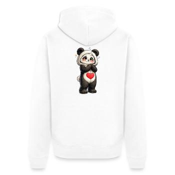 Panda timide au cœur rouge - Veste à capuche bio Premium Unisexe - blanc - Dos - Thijin (182cm)