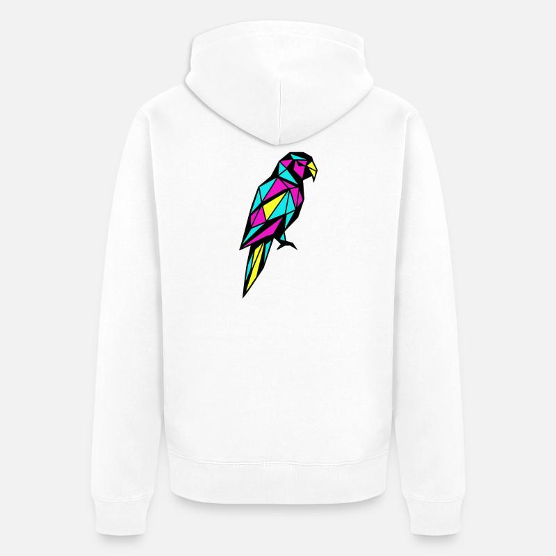 Perroquet géométrique low poly CMJN oiseau - Veste à capuche bio Premium Unisexe - blanc