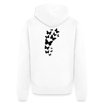 Floating Butterflies - Unisex Premium Organic Zip Hoodie - white - Back - Thijin (182cm)