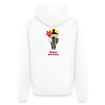 Happy Birthday - mit Blumen - Feuerwehr - Unisex Premium Bio Zip Hoodie - Weiß - Hinten - Thijin (182cm)