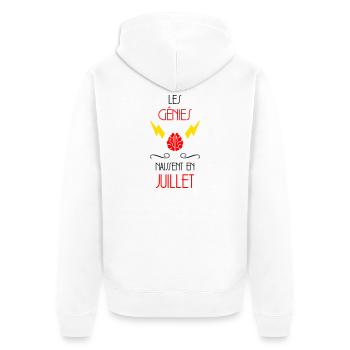 Les Génies Naissent en Juillet Design Humour - Veste à capuche bio Premium Unisexe - blanc - Dos - Thijin (182cm)