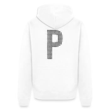 Buchstabe P – Punktmuster Initial Design - Unisex Premium Bio Zip Hoodie - Weiß - Hinten - Thijin (182cm)
