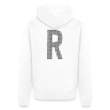 Buchstabe R – Punktmuster Initial Design - Unisex Premium Bio Zip Hoodie - Weiß - Hinten - Thijin (182cm)