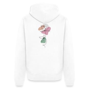 Lineart Rose Pastel - Unisex Premium Organic Zip Hoodie - white - Back - Thijin (182cm)