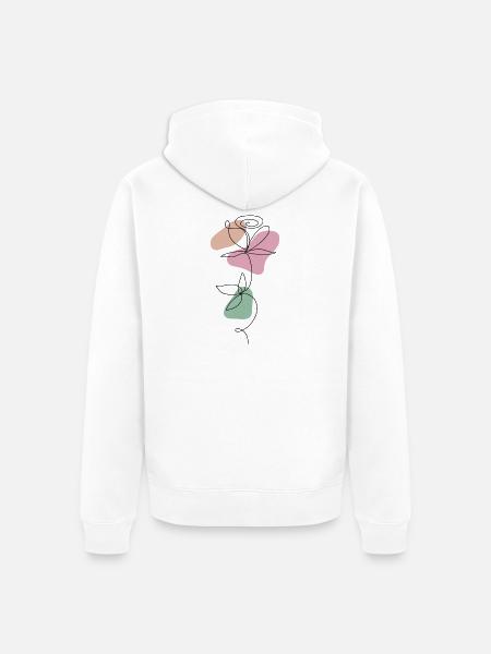Lineart Rose Pastel - Unisex Premium Organic Zip Hoodie - white