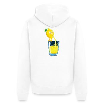 Zitronenheld Spritziges Glasbild - Unisex Premium Bio Zip Hoodie - Weiß - Hinten - Thijin (182cm)