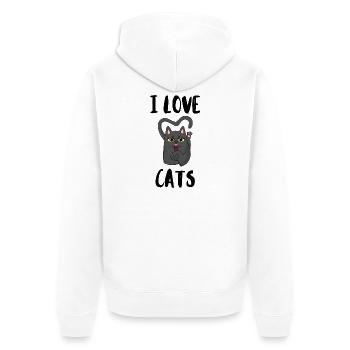 Ich liebe Katzen - Unisex Premium Bio Zip Hoodie - Weiß - Hinten - Thijin (182cm)