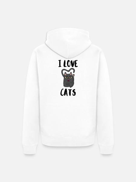 Ich liebe Katzen - Unisex Premium Bio Zip Hoodie - Weiß