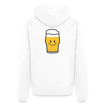 Cheerful Beer Glass Cartoon - Unisex Premium Organic Zip Hoodie - white - Back - Thijin (182cm)