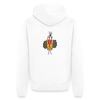 Schobbti Gelb - Unisex Premium Bio Zip Hoodie - Weiß - Hinten - Thijin (182cm)
