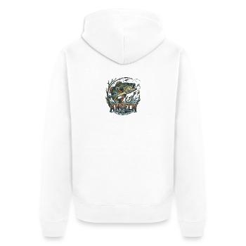 Angeln Logo Wilde Seen Flüsse - Unisex Premium Bio Zip Hoodie - Weiß - Hinten - Thijin (182cm)