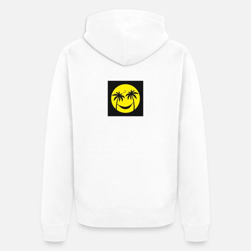 Soleil Tropical Hamac Palmier - Veste à capuche bio Premium Unisexe - blanc