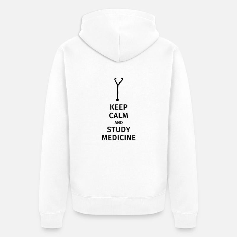 keep calm and study medicine - Veste à capuche bio Premium Unisexe - blanc