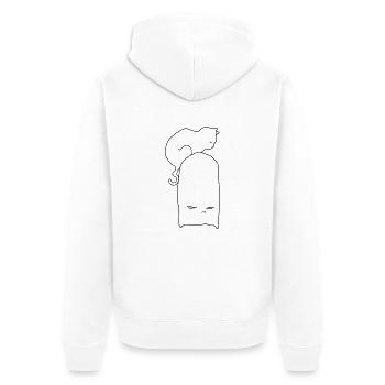 Der Kater am nächsten Morgen - Unisex Premium Bio Zip Hoodie - Weiß - Hinten - Thijin (182cm)