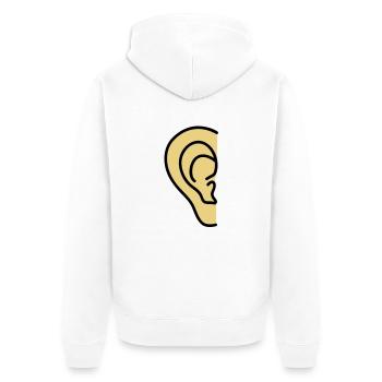 ear - Unisex Premium Organic Zip Hoodie - white - Back - Thijin (182cm)