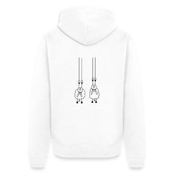 Schafe an Ringen - Unisex Premium Bio Zip Hoodie - Weiß - Hinten - Thijin (182cm)