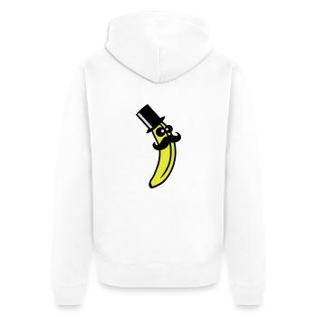 Sir Mustache Banana - Unisex Premium Organic Zip Hoodie - white - Back - Thijin (182cm)
