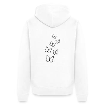 Schmetterlinge - Unisex Premium Bio Zip Hoodie - Weiß - Hinten - Thijin (182cm)