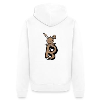 Bunny Letter B Like Bunny Big Alphabet Learning - Unisex Premium Organic Zip Hoodie - white - Back - Thijin (182cm)