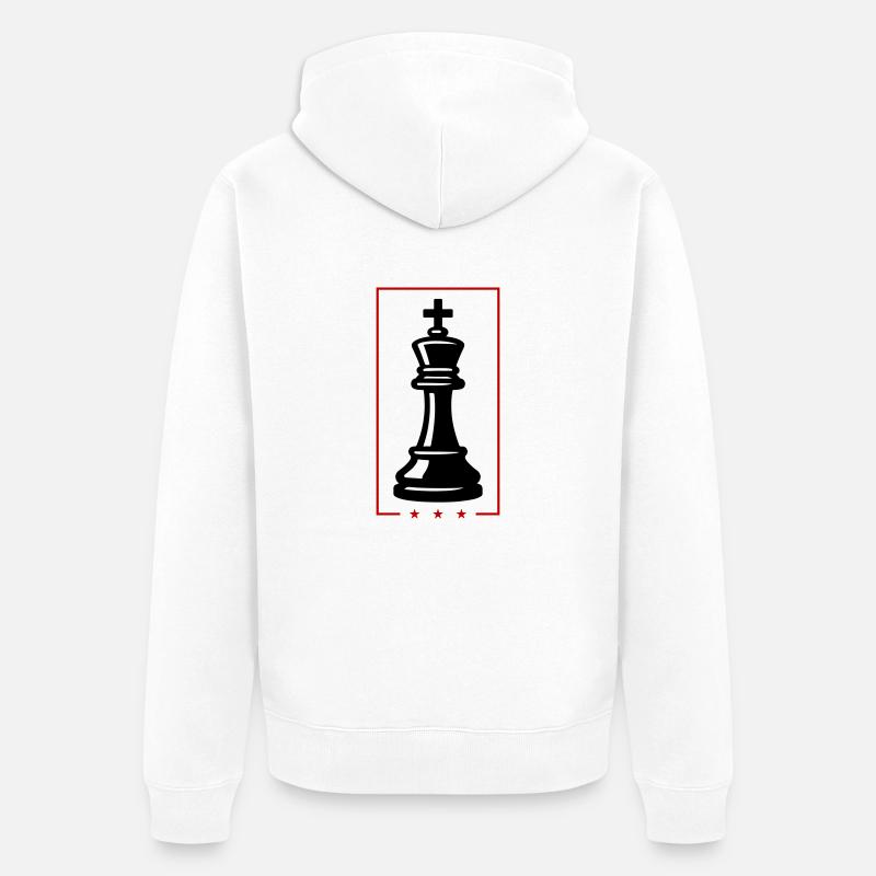 Pièce d’échecs du roi - Veste à capuche bio Premium Unisexe - blanc