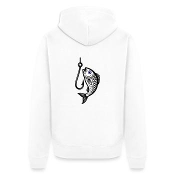 Fish Hook Fish Icon - Unisex Premium Organic Zip Hoodie - white - Back - Thijin (182cm)