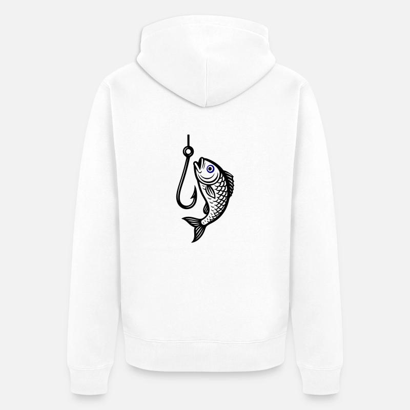 Hameçon Icône de poisson - Veste à capuche bio Premium Unisexe - blanc
