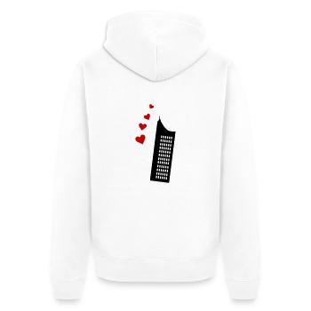 Leipzig Uniriese MDR Gebäude - Unisex Premium Bio Zip Hoodie - Weiß - Hinten - Thijin (182cm)