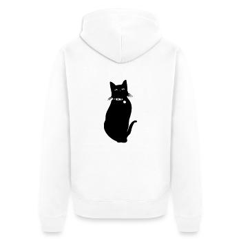 KATZE - Unisex Premium Bio Zip Hoodie - Weiß - Hinten - Thijin (182cm)